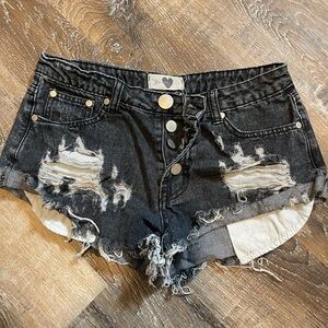 Honey Love black wash denim shorts